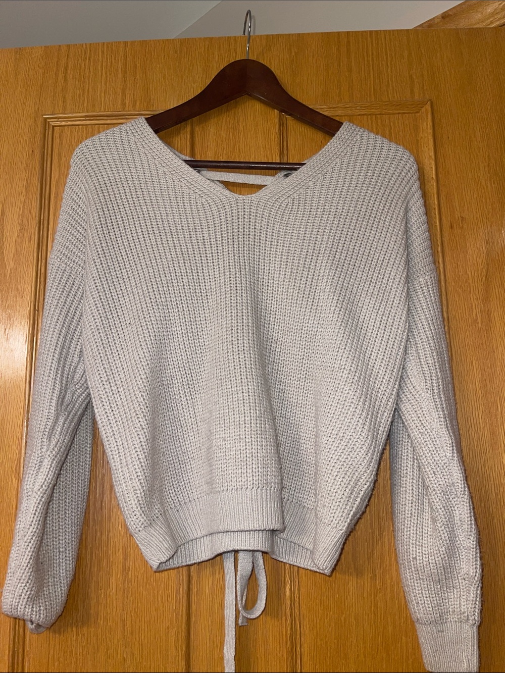 Beige (sand) V‑Neck Knit Women's Sweater